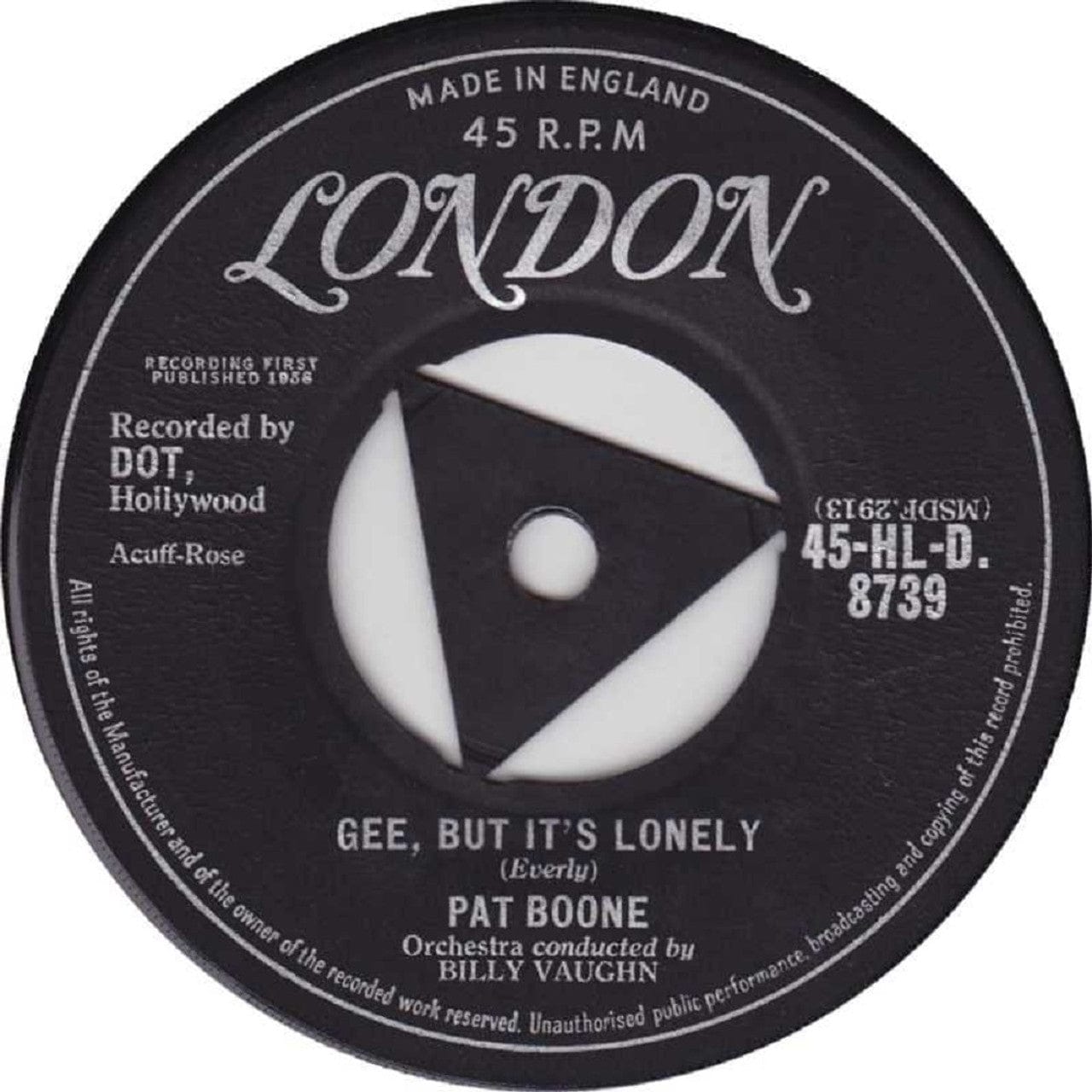 Pat Boone Gee, But It’s Lonely 7-inch vinyl