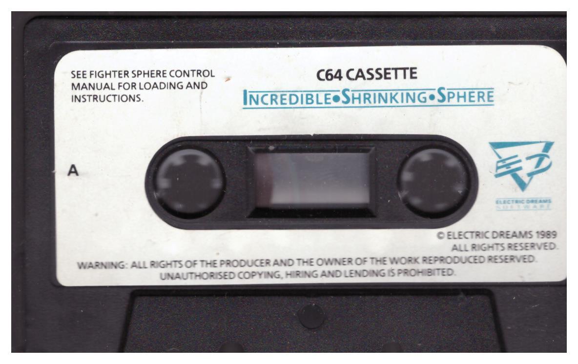 Incredible Shrinking Sphere Original Commodore 64 Cassette Tape