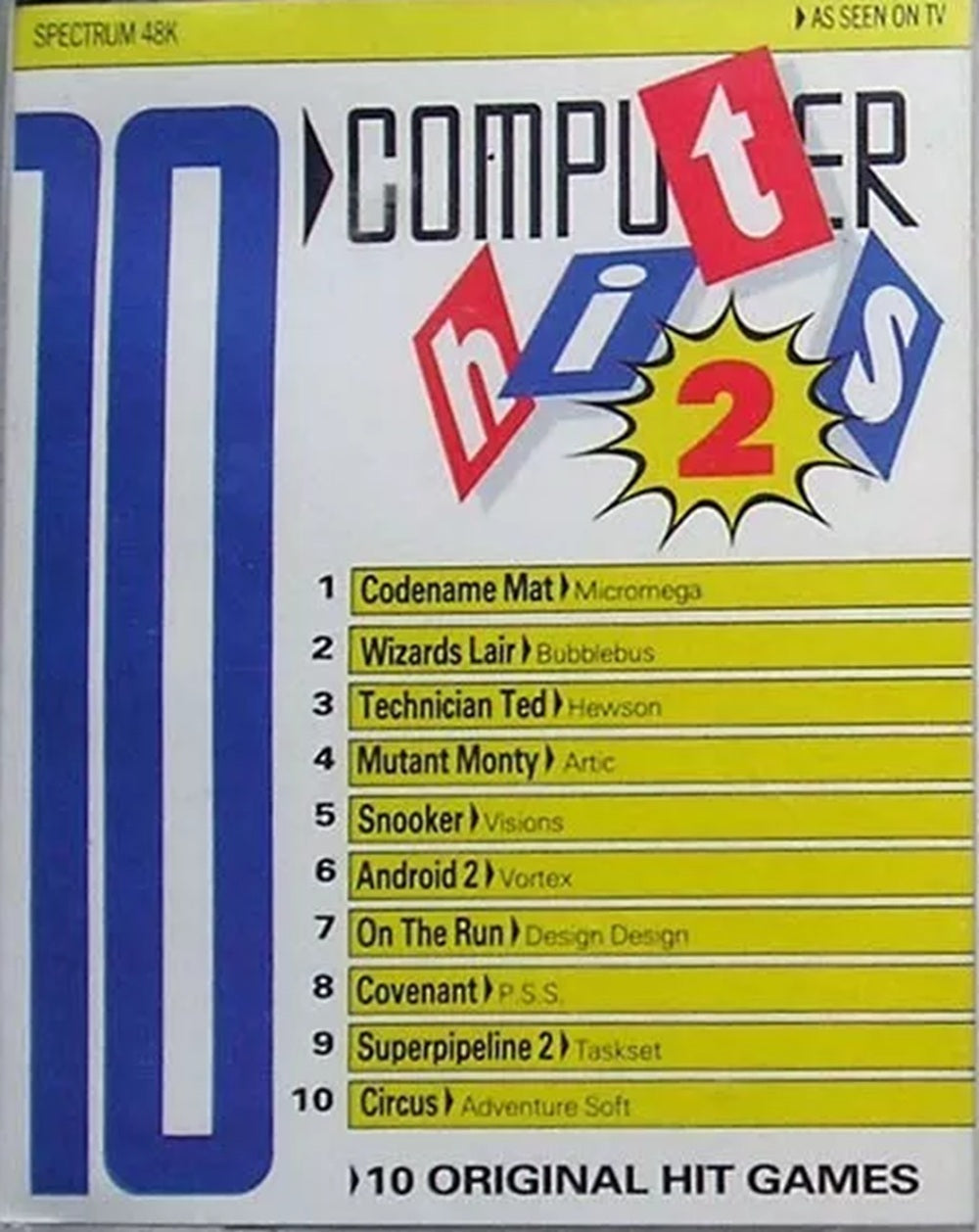 Original 10 Computer Hits 2 compilation for ZX Spectrum by Beau-Jolly