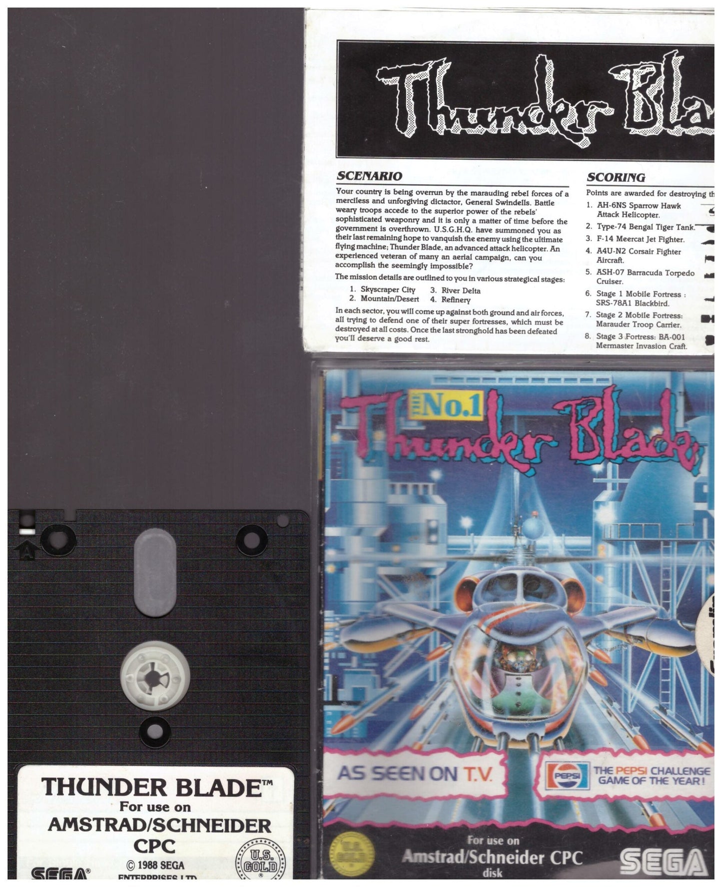 Thunder Blade for Amstrad CPC from U.S. Gold on Disk
