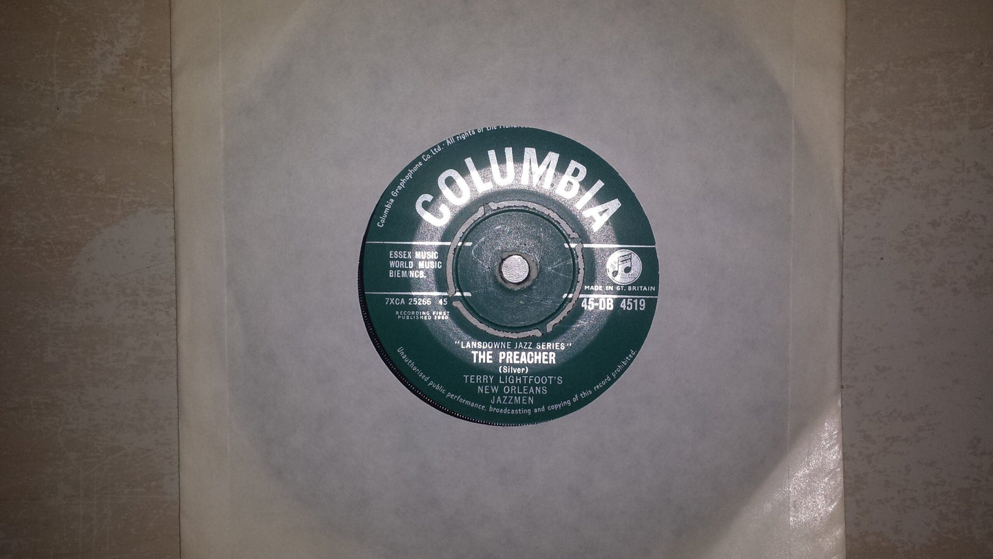 7" 45RPM The Preacher/The Onions by Terry Lightfoot's New Orleans Jazzmen from Columbia