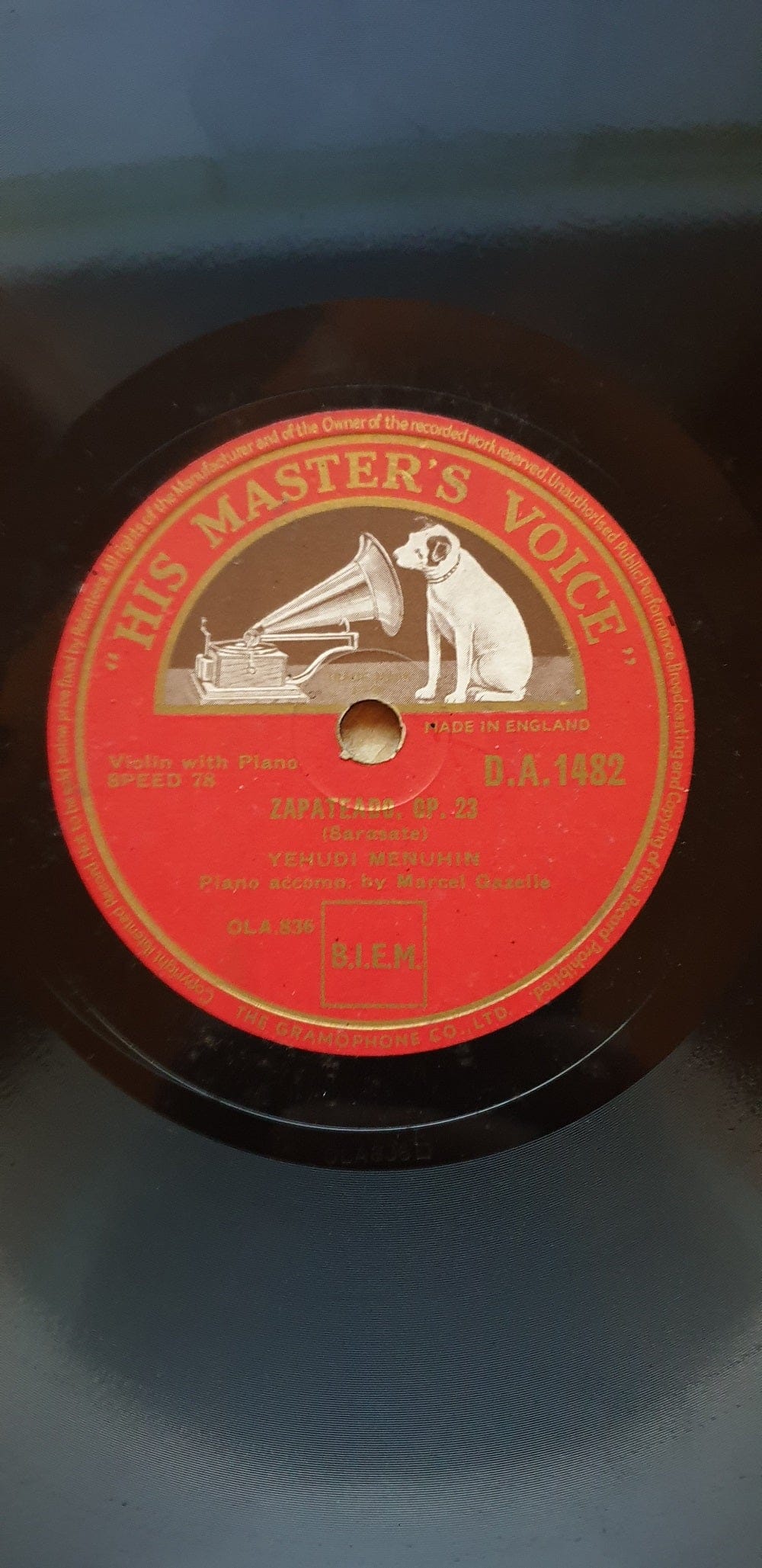 Yehudi Menuhin 78rpm record His Master's Voice Zapateado Hungarian Dance vintage classical music