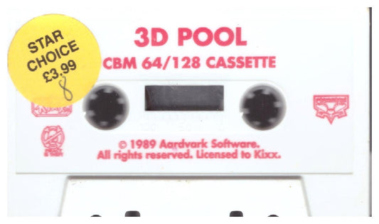 3D Pool Tape Only for Commodore 64 from Kixx