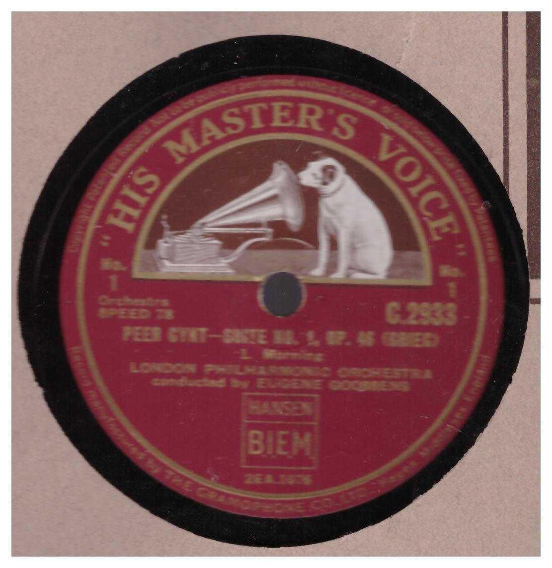 Grieg: Peer Gynt - Suite No. 1, Op. 46 by The London Philharmonic Orchestra from His Master's Voice (C.2933/4)