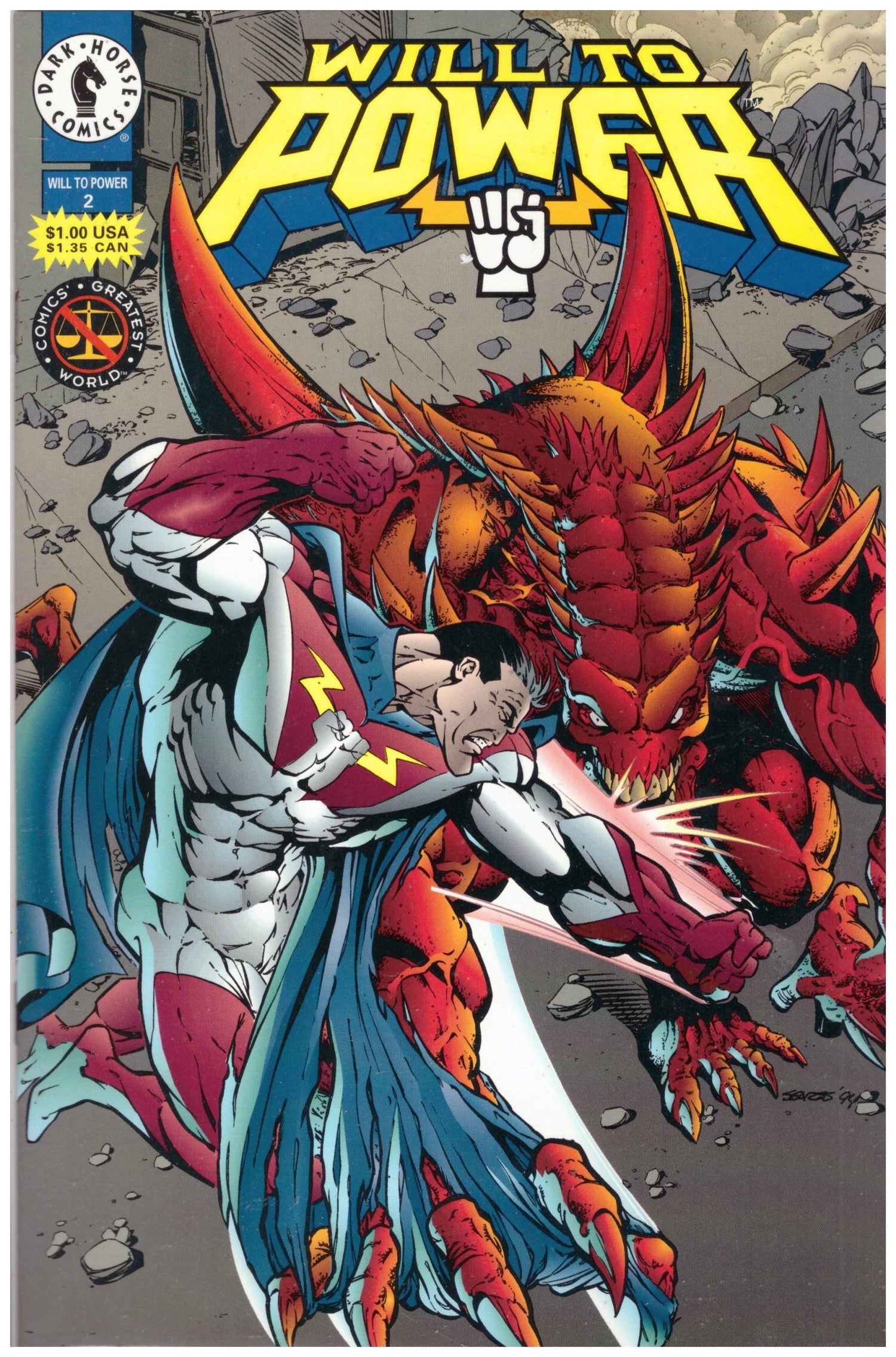 Will To Power #2 comic, Dark Horse Comics Will To Power series, vintage superhero comic June 1994, Will To Power Dark Horse