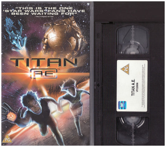 Titan A.E. VHS, 20th Century Fox Home Entertainment, animated sci-fi movie VHS, Don Bluth animation, Matt Damon voice in Titan A.E., animated space adventure VHS
