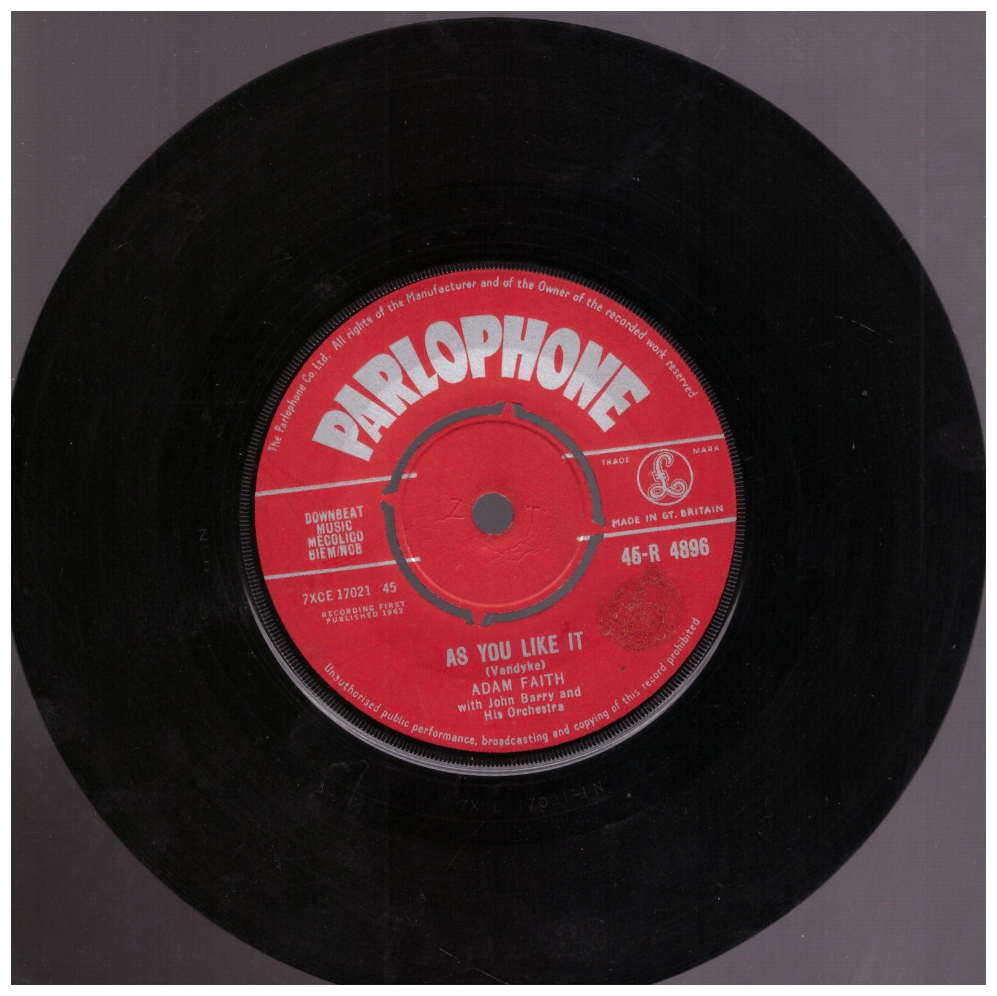 Adam Faith As You Like It Parlophone Vinyl Single John Barry Orchestra British Pop Record