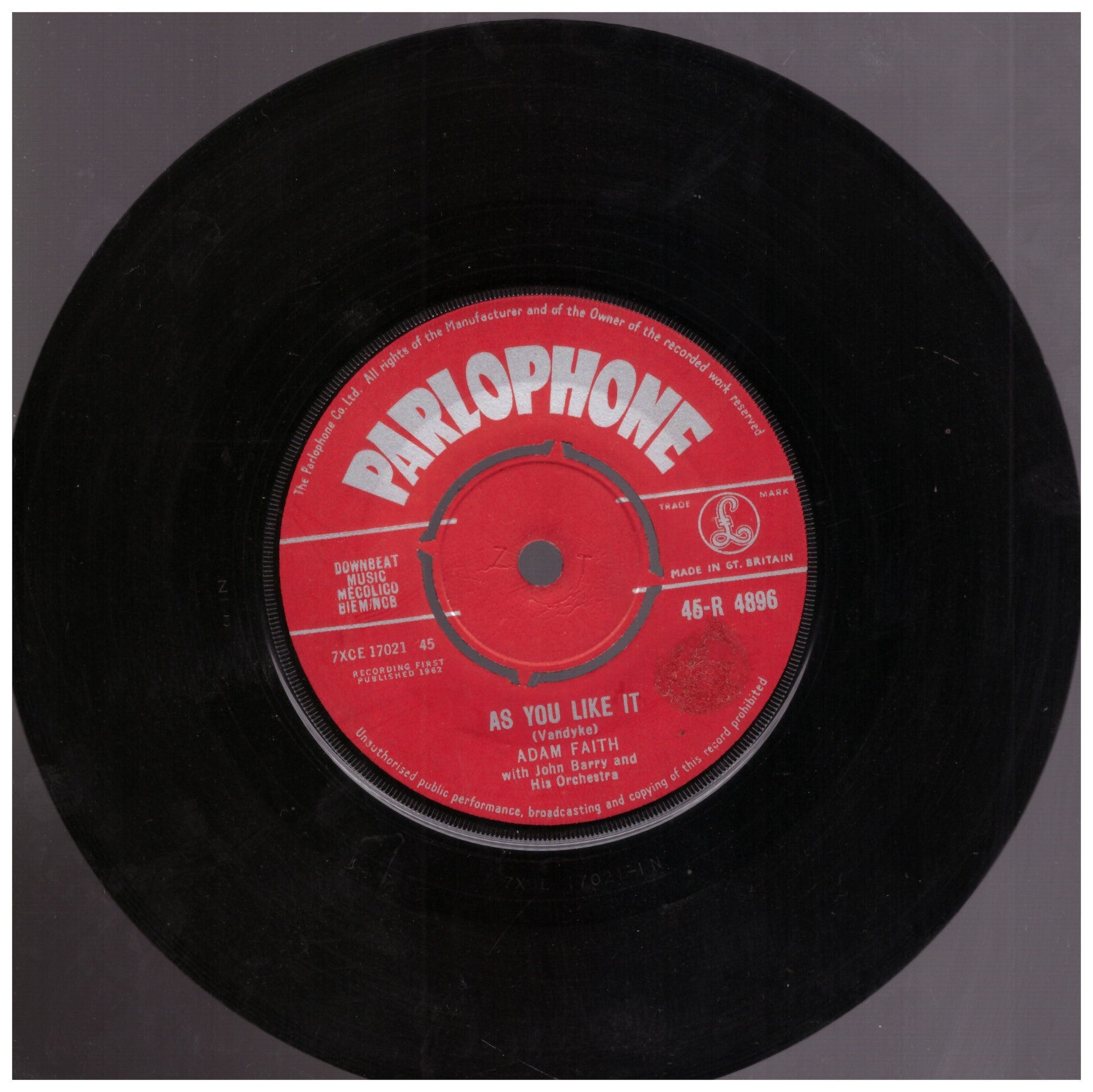 Adam Faith As You Like It Parlophone Vinyl Single John Barry Orchestra British Pop Record