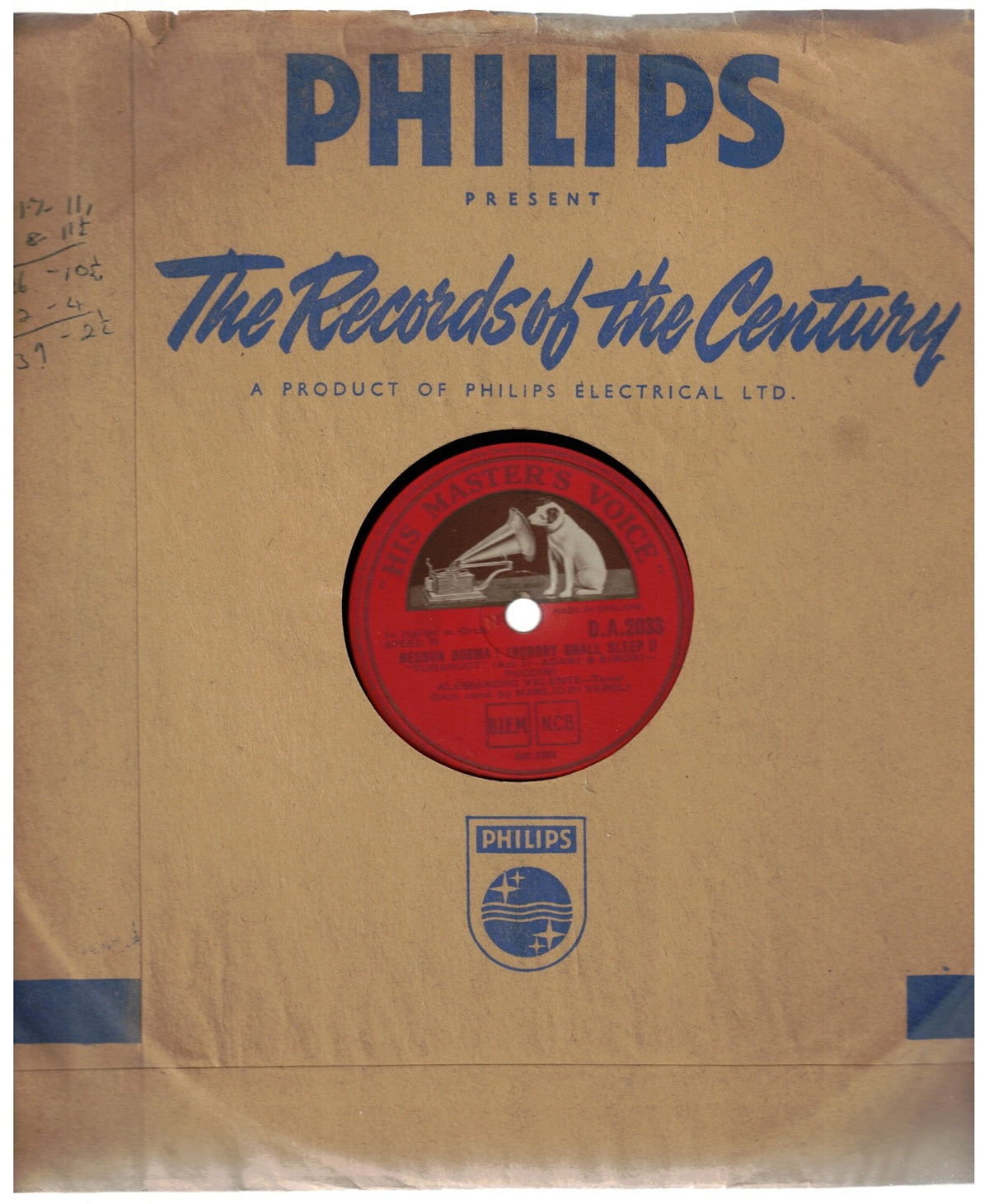 Alessandro Valente Nessun Dorma Non Piangere Liu Puccini opera recording Italian tenor classical music