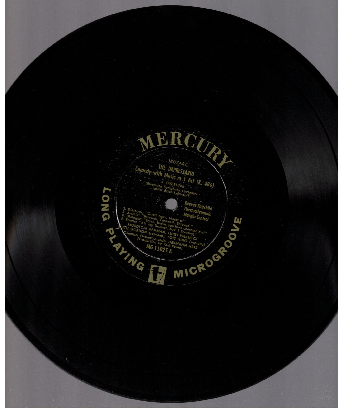 Mozart - The Impresario - Mercury 10" 33RPM Vinyl LP