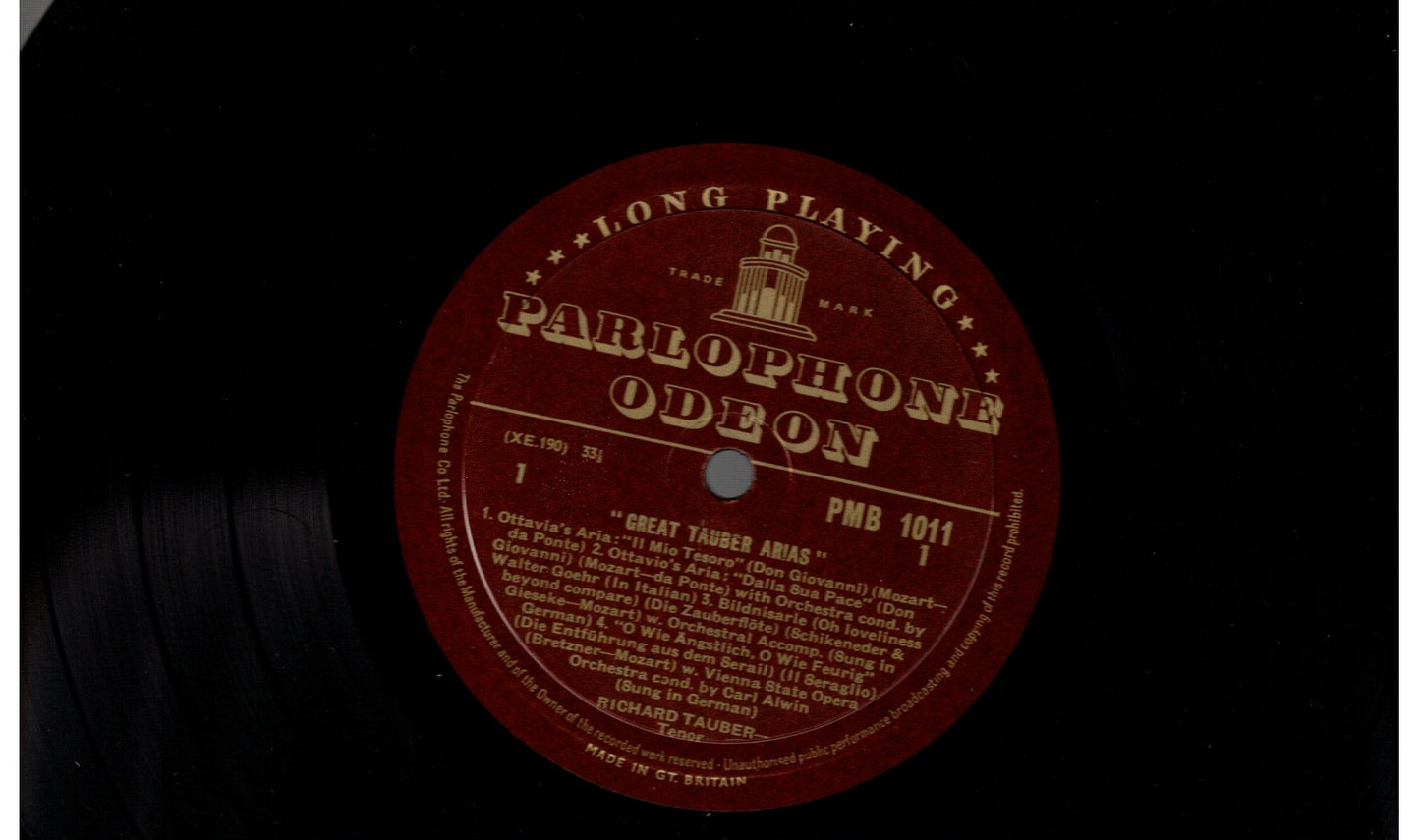 Richard Tauber - Great Tauber Arias - Vintage Vinyl LP Collection (10" PMB 1011)