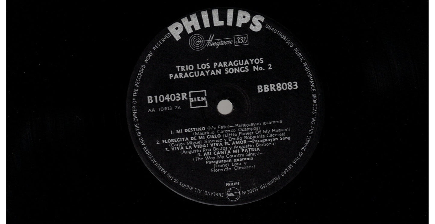 Trio Los Paraguayos - Paraguayan Songs No. 2 - Vintage 1956 10" Vinyl LP