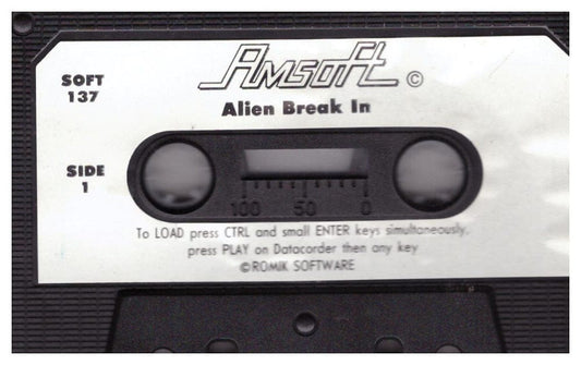 Alien Break In Tape Only for Amstrad CPC from Amsoft (SOFT 137)
