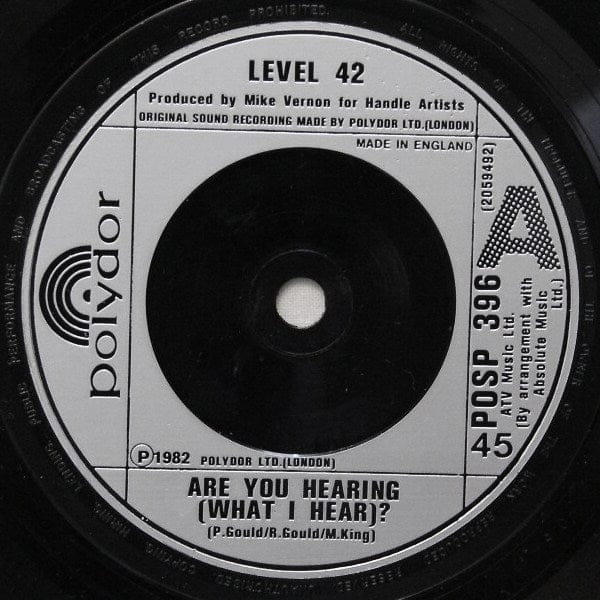 Level 42 Are You Hearing (What I Hear)? 7-inch vinyl