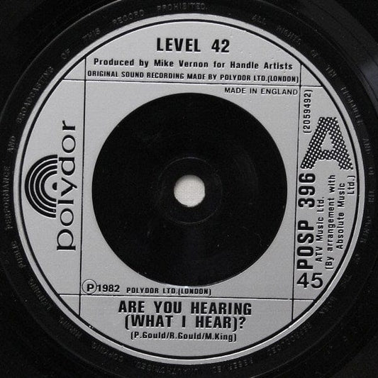 Level 42 Are You Hearing (What I Hear)? 7-inch vinyl