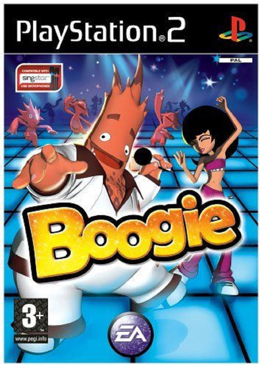 Boogie PS2, Sony PlayStation 2 games, Electronic Arts games, karaoke party games, dance games for PS2, family-friendly PS2 games, retro PS2 games, Boogie EA, rhythm-based games PS2.