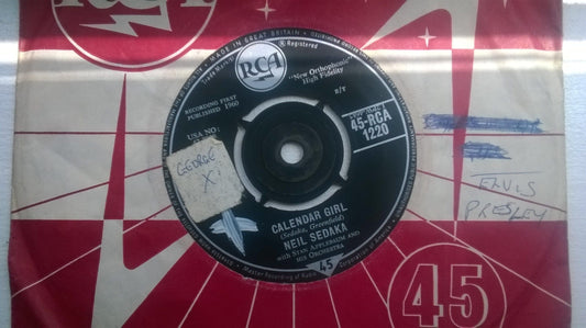 7" 45RPM Calendar Girl/The Same Old Fool by Neil Sedaka from RCA-1