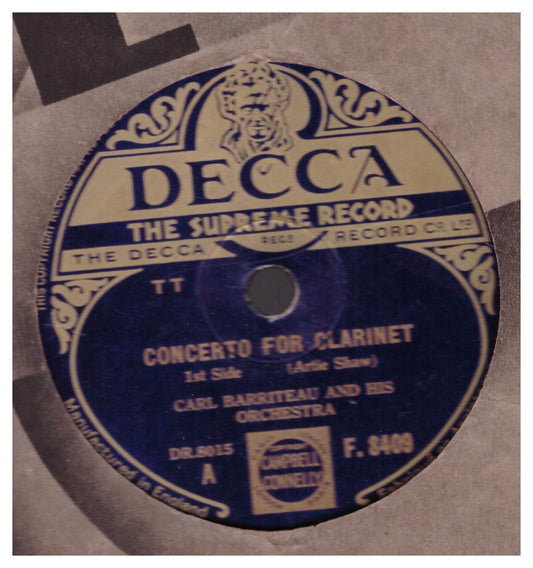 Concerto For Clarinet by Carl Barriteau And His Orchestra from Decca (F. 8409)
