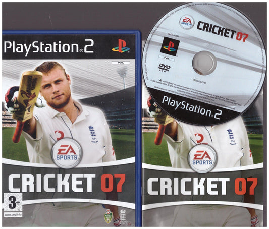 Cricket 07 for PlayStation 2 - EA Sports cricket game featuring Test matches, ODIs and Twenty20 gameplay.