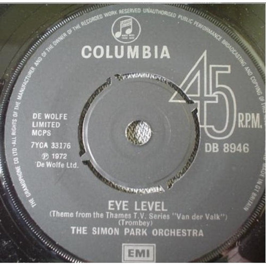 7" 45RPM Eye Level/Distant Hills by The Simon Park Orchestra from Columbia (DB 8946)