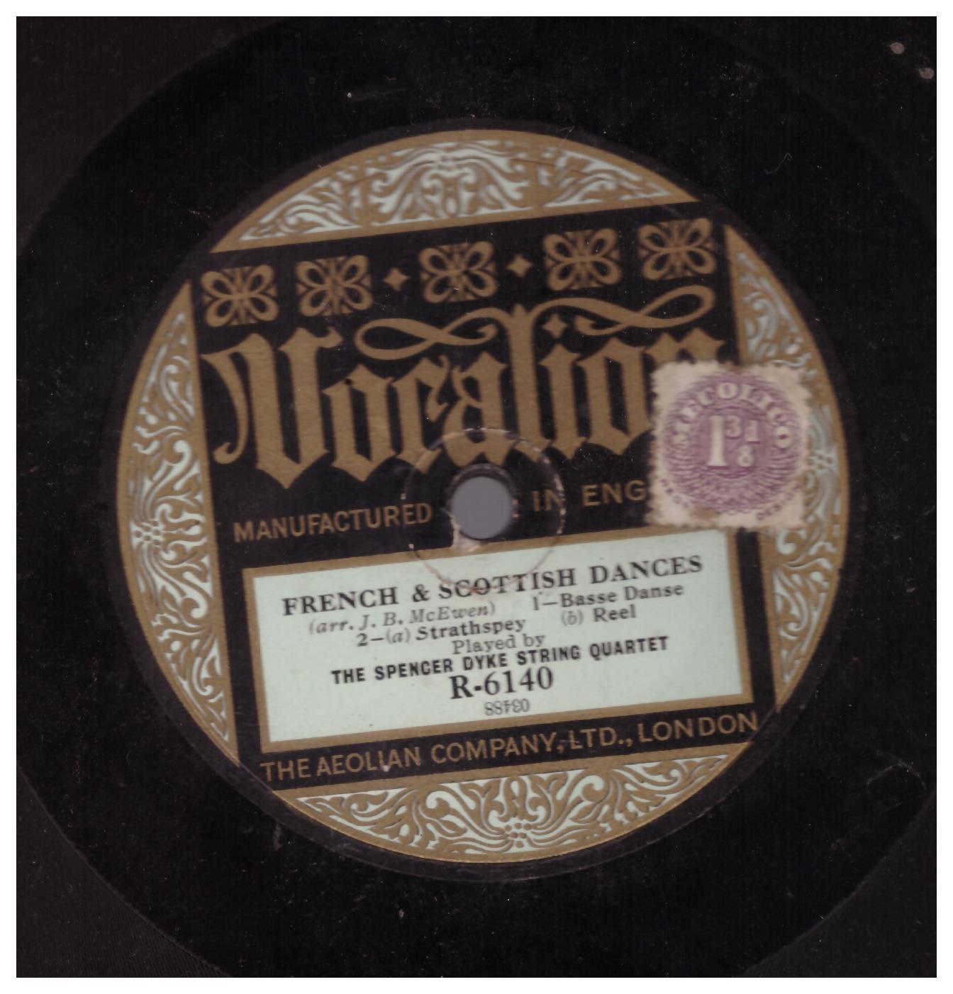 French & Scottish Dances/Japanese Dances by The Spencer Dyke String Quartet from Vocalion (R-6140)