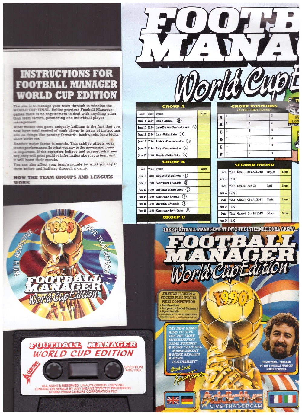 Football Manager World Cup Edition, ZX Spectrum football management game, Addictive Games football simulator, retro football manager game