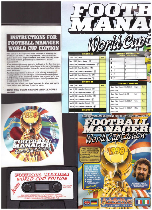 Football Manager World Cup Edition, ZX Spectrum football management game, Addictive Games football simulator, retro football manager game