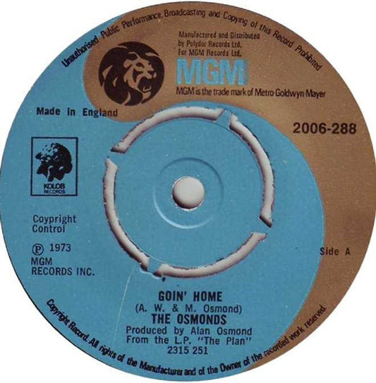 The Osmonds Goin' Home vinyl 7-inch record