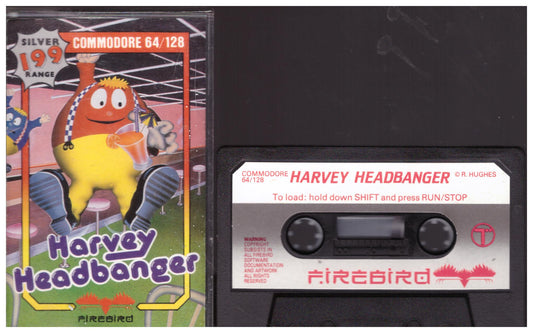Harvey Headbanger Commodore 64, Firebird games, retro gaming, Commodore 64 arcade games, classic 8-bit games, Commodore 64 collectible games, Harvey Headbanger retro game