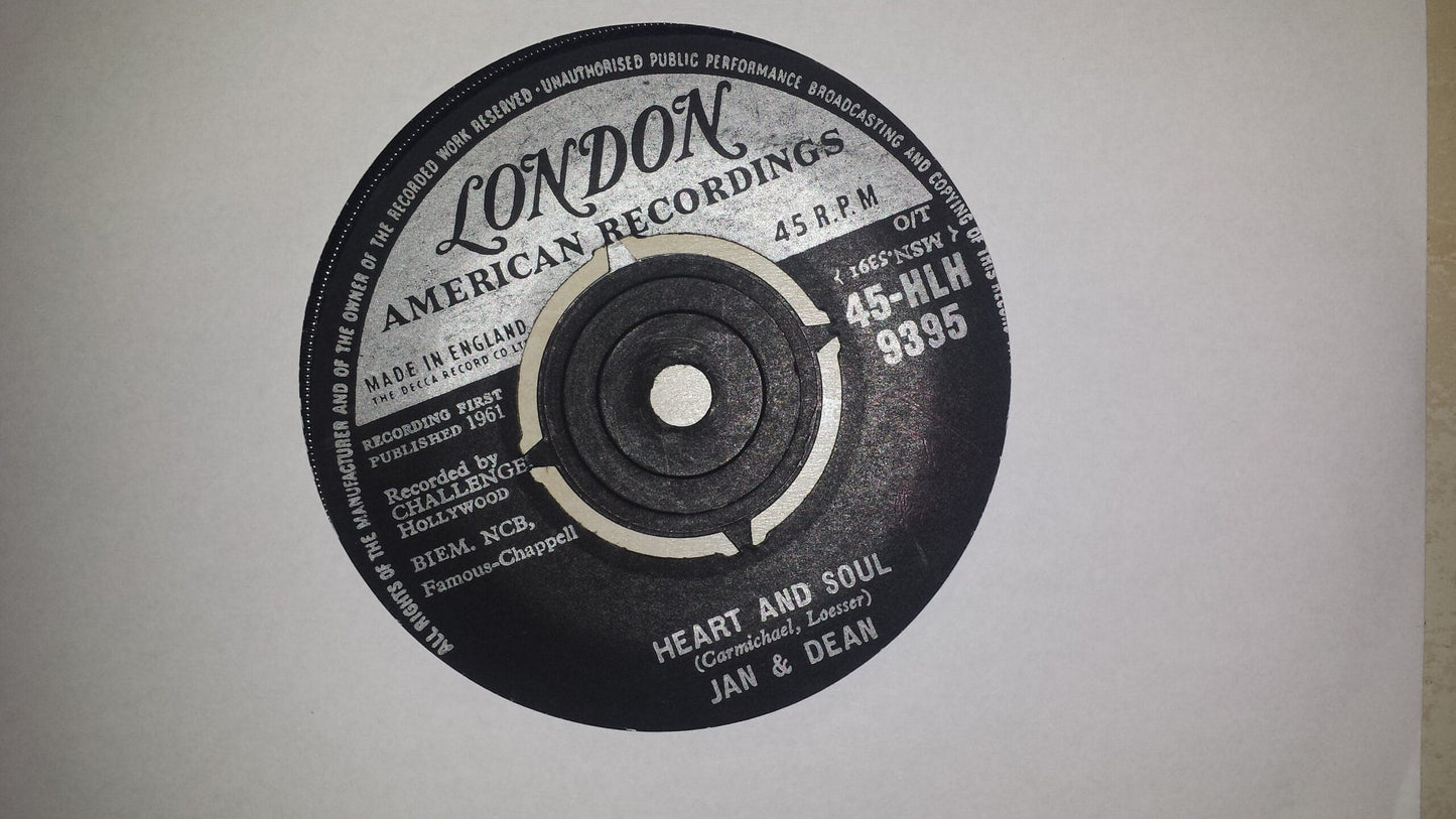 7" 45RPM Heart And Soul/Midsummer Night's Dream by Jan & Dean from London American