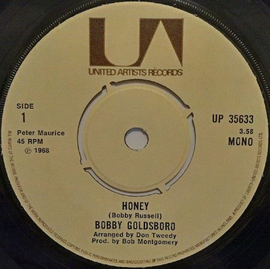 Bobby Goldsboro Honey 7-inch vinyl record