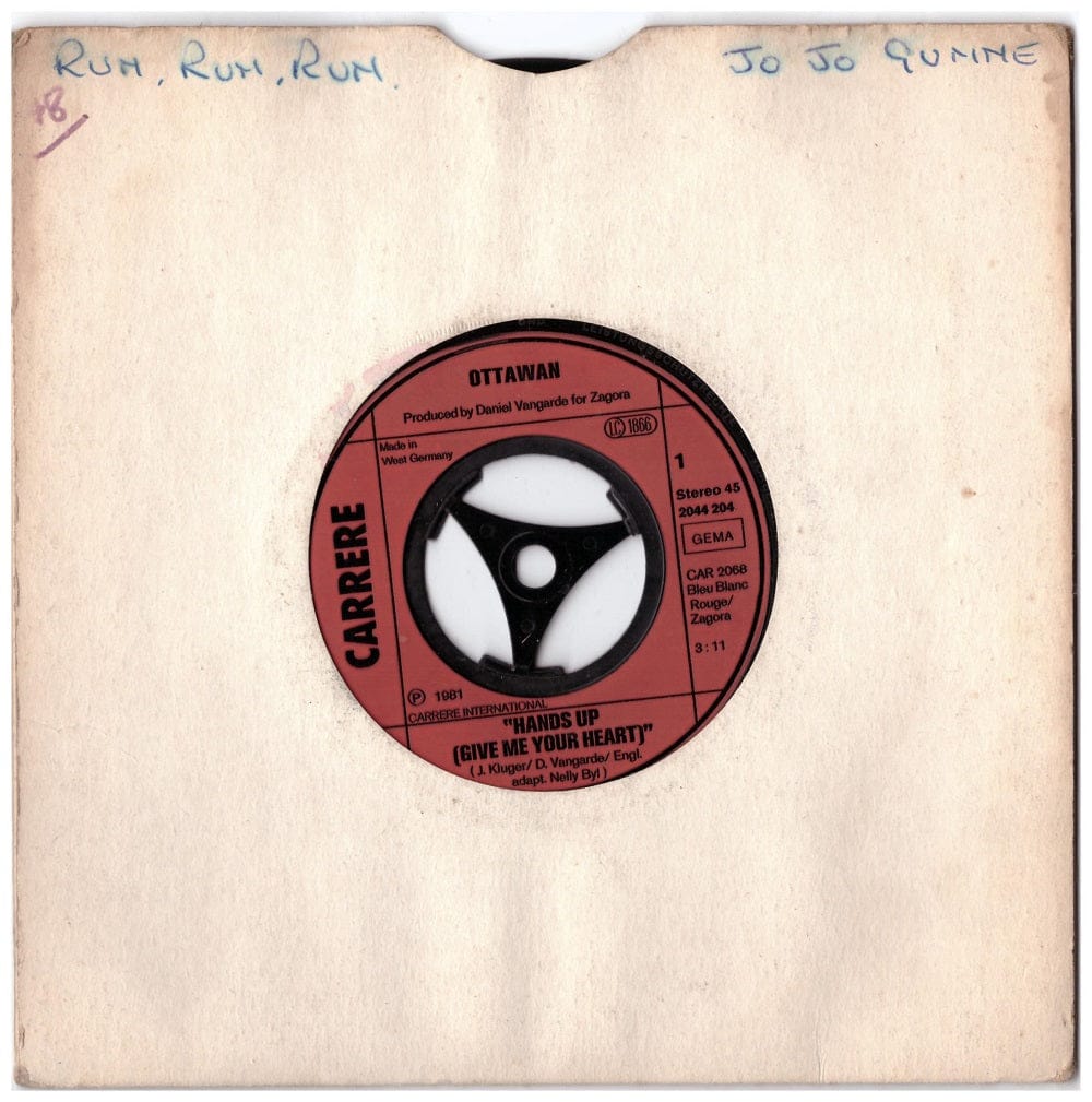 7" 45RPM Hands Up (Give Me Your Heart)/Instrumental by Ottawan from Carrere