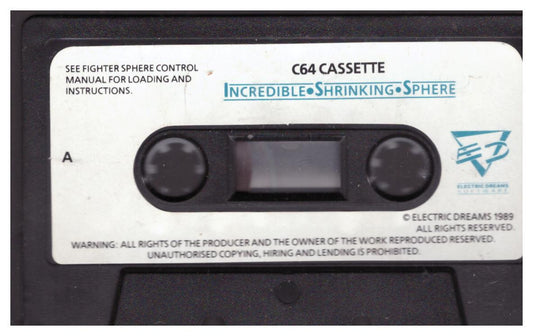 Incredible Shrinking Sphere Original Commodore 64 Cassette Tape