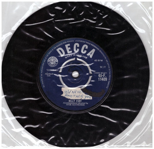 Billy Fury I'd Never Find Another You vinyl single