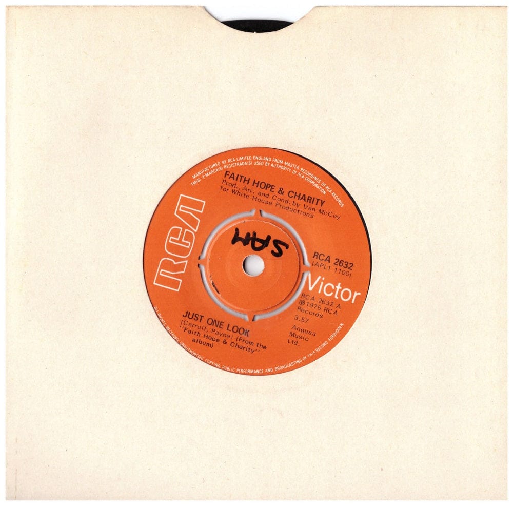 7" 45RPM Just One Look/Disco Dan by Faith Hope & Charity from RCA Victor