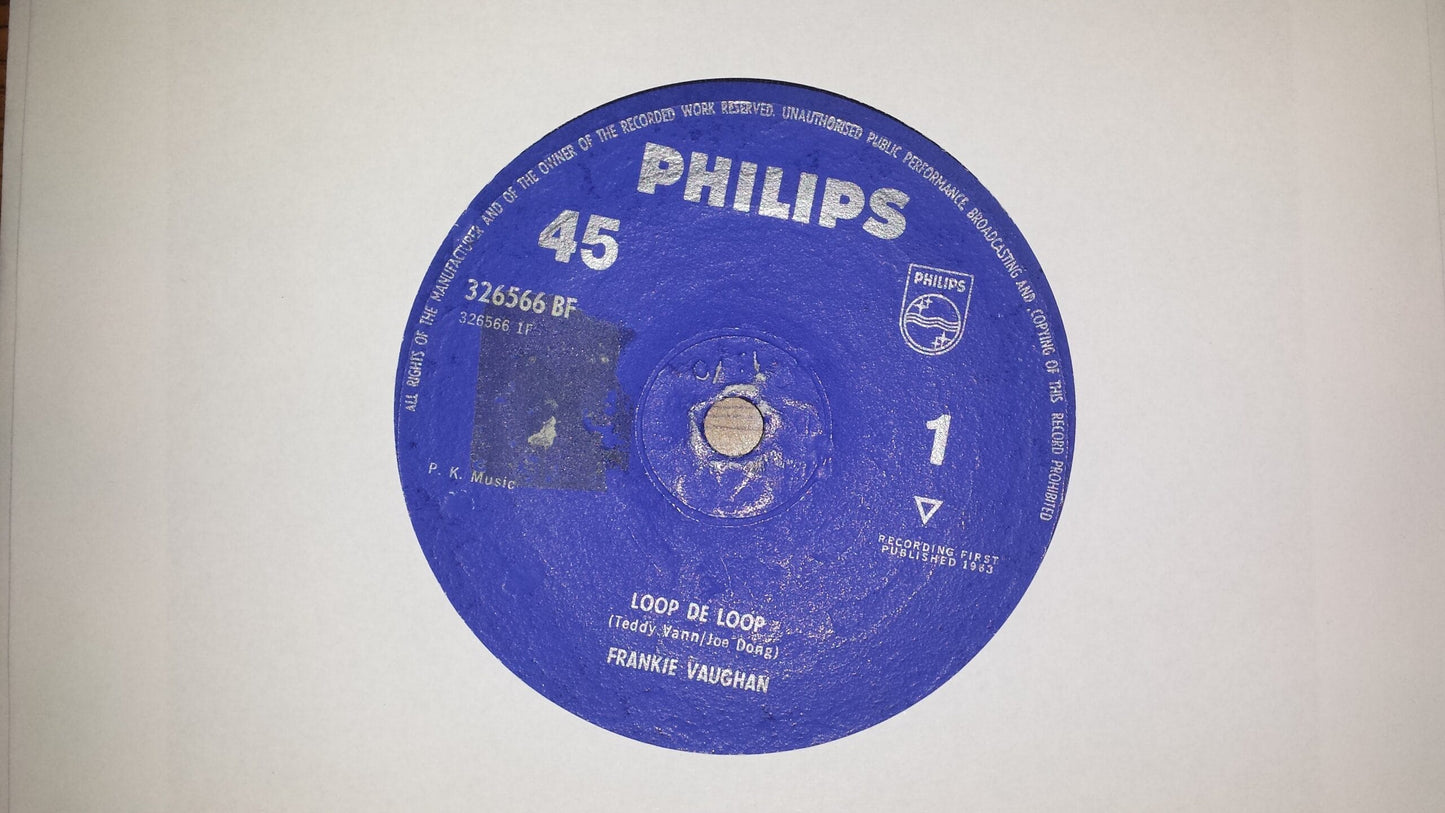 7" 45RPM Loop De Loop/There'll Be No Teardrops Tonight by Frankie Vaughan from Philips-1
