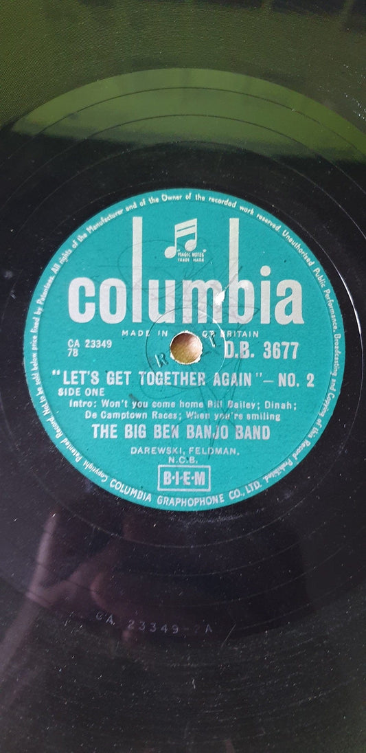 10" 78RPM Let's Get Together Again No. 2 by The Big Ben Banjo Band from Columbia (D.B. 3677)