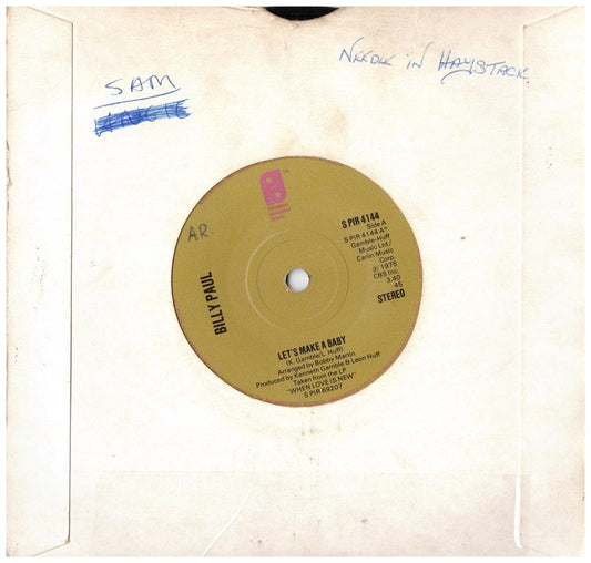 7" 45RPM Let's Make A Baby/My Head's On Straight by Billy Paul from Philadelphia International Records