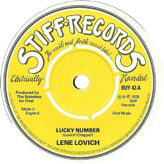 7" 45RPM Lucky Number/Home by Lene Lovich from Stiff Records (BUY 42)