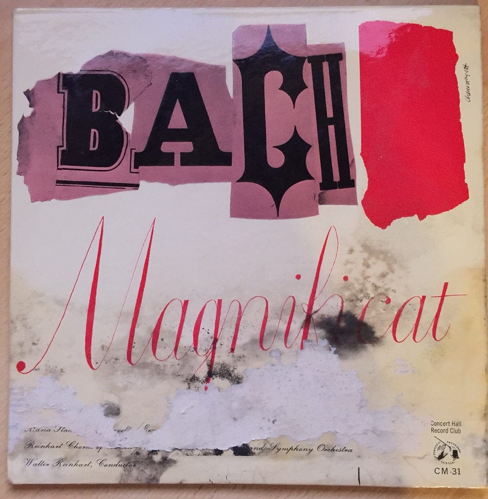 10-inch 33RPM vinyl record of Bach's Magnificat in D Major featuring soprano Maria Stader on Concert Hall Record Club label