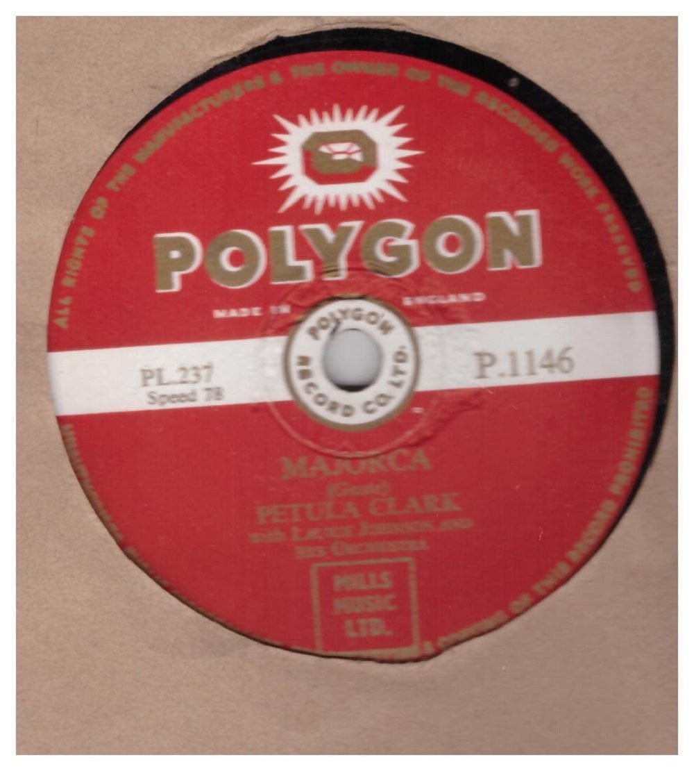 10" 78RPM Majorca/Fascinating Rhythm by Petula Clark from Polygon (P.1146)