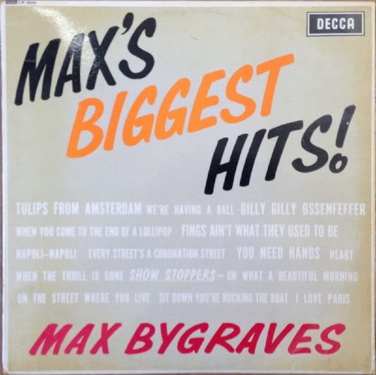 Max's Biggest Hits! by Max Bygraves from Decca (LK 4535)