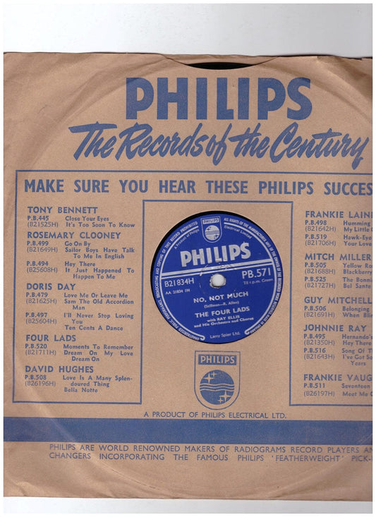 10" 78RPM No, Not Much/I'll Never Know by The Four Lads from Philips (PB.571)