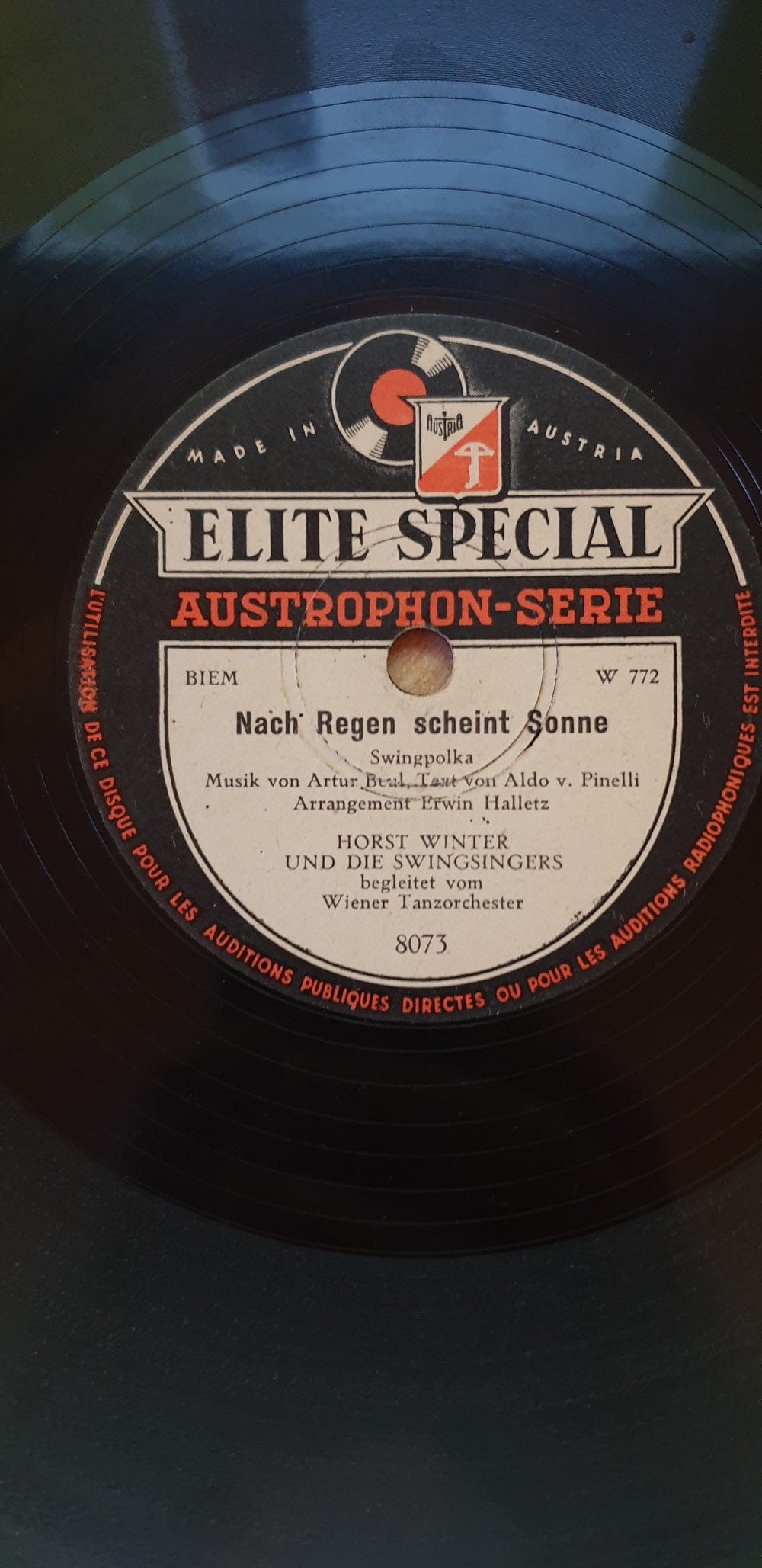 Horst Winter Nach Regen Scheint Sonne Elite Special 78rpm German Music Record