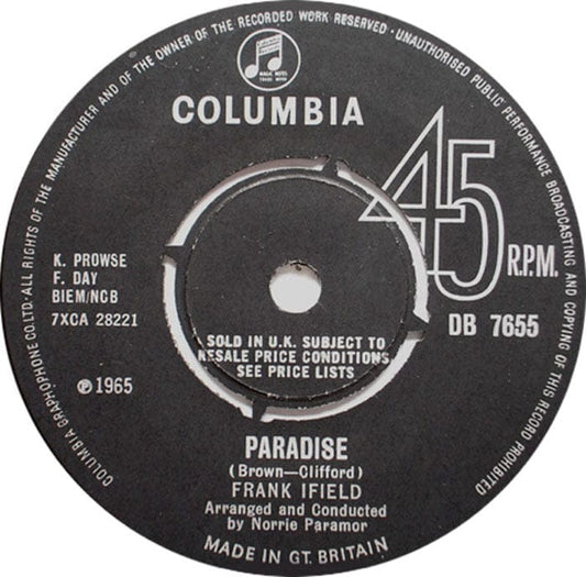 7" 45RPM Paradise/Goodbye Now by Frank Ifield from Columbia