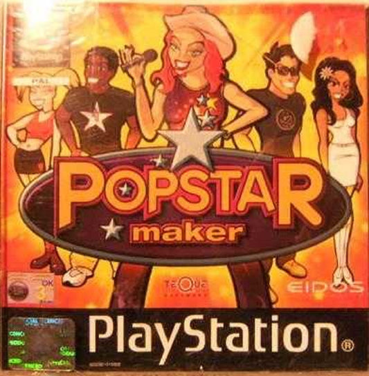 Popstar Maker PS1, Sony PlayStation music game, Popstar Maker for sale, Eidos PlayStation games, music management game, simulation game PS1, retro PS1 games, Popstar Maker