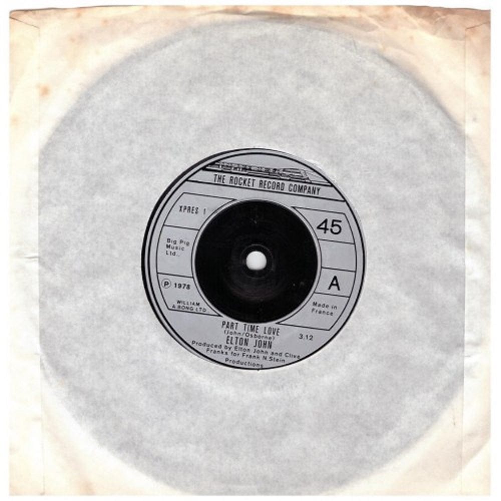 7" 45RPM Part Time Love/I Cry At Night by Elton John from The Rocket Record Company (XPRES 1)