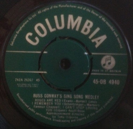 7" 45RPM Russ Conway's Sing Song Medley from Columbia