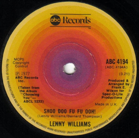 7" 45RPM Shoo Doo Fu Fu Ooh!/Problem Solver by Lenny Williams from ABC Records