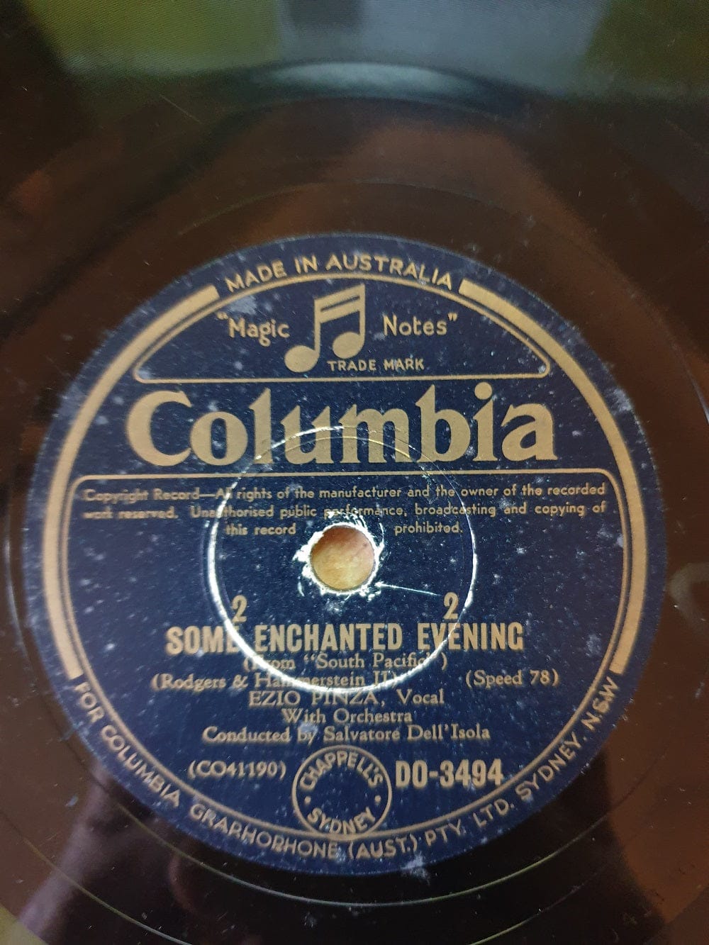 10" 78RPM Some Enchanted Evening/Honey Bun/Carefully Taught from Columbia (DO-3494)